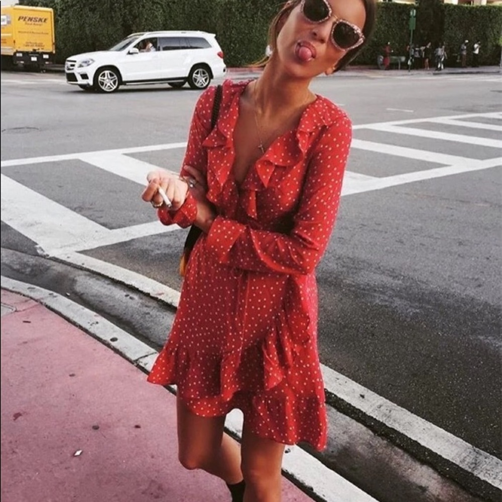 Brand New Designer Red Polka Dot Dress